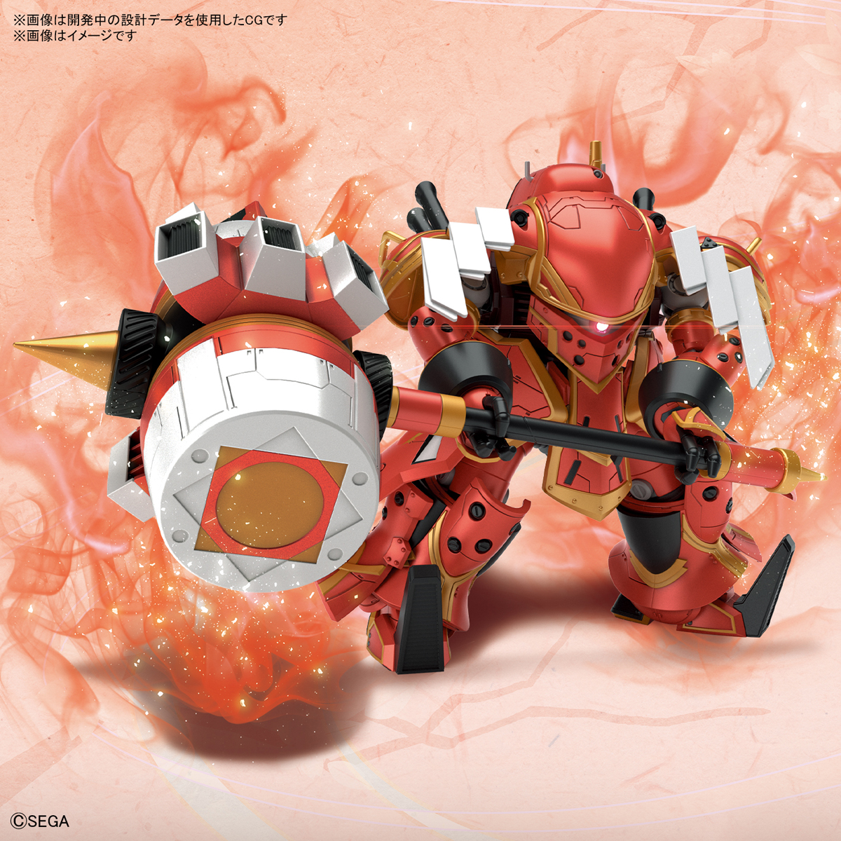 真紅の装甲に巨大ハンマーが目を引く！ 「HG 1/24 霊子戦闘機・無限