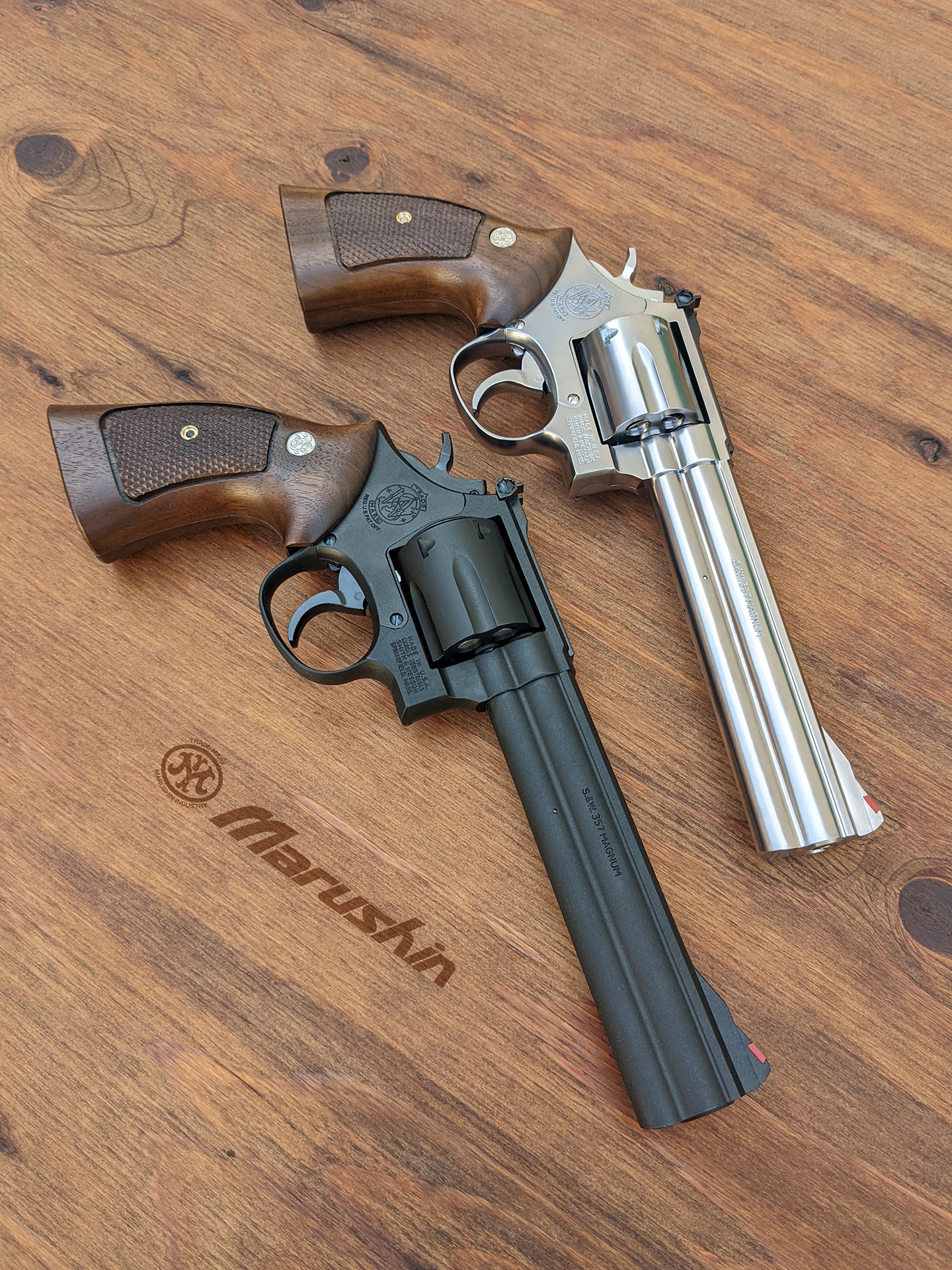 マルシンS&W M586 モデルガン 木製グリップ仕様 未発火-