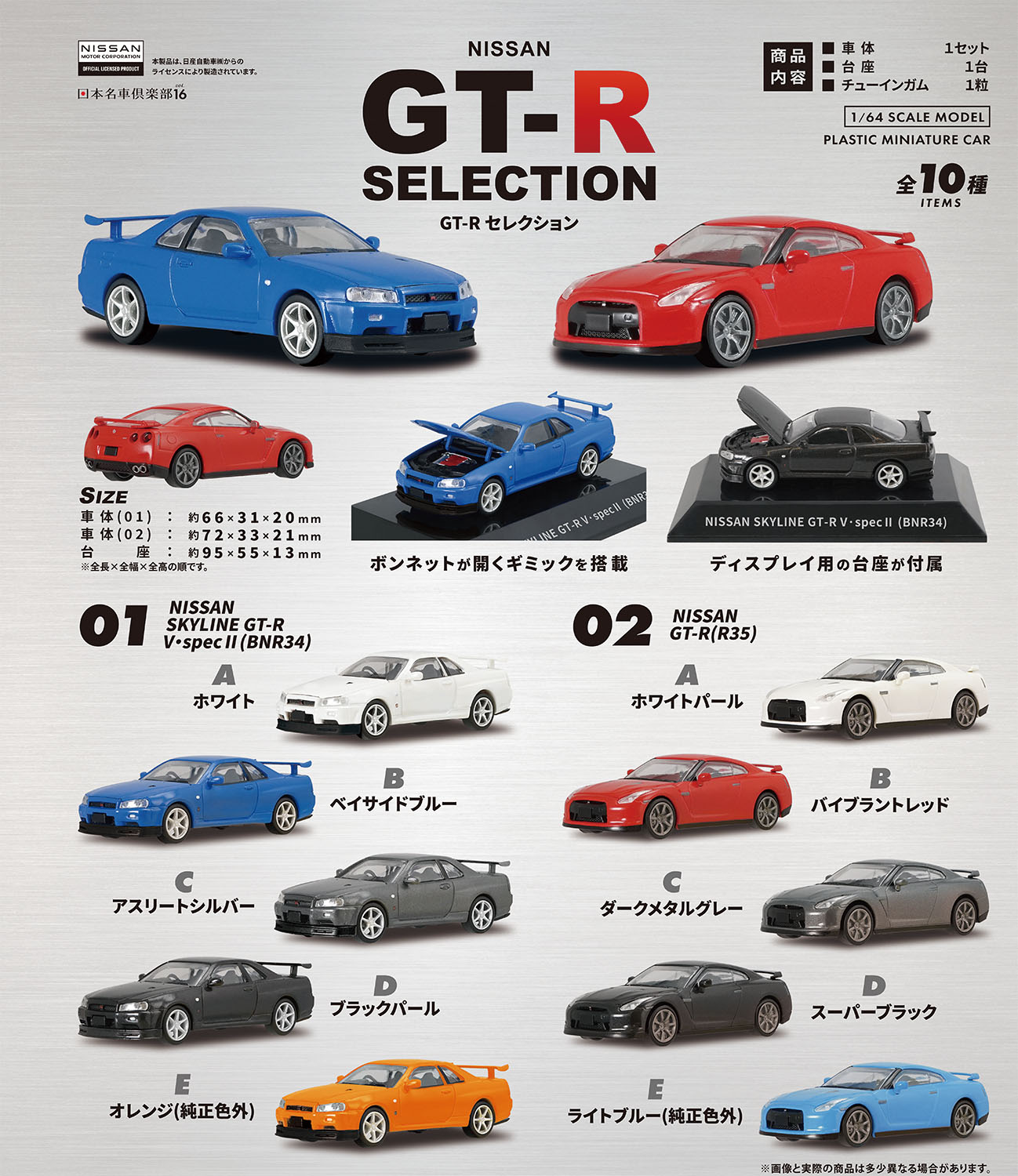 エフトイズの食玩「1/64 日本名車倶楽部16 NISSAN GT-R