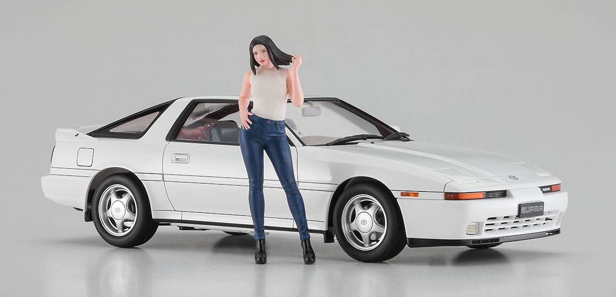 プラモデル「トヨタ スープラ A70 2.0GTツインターボ 1990」とガールズ