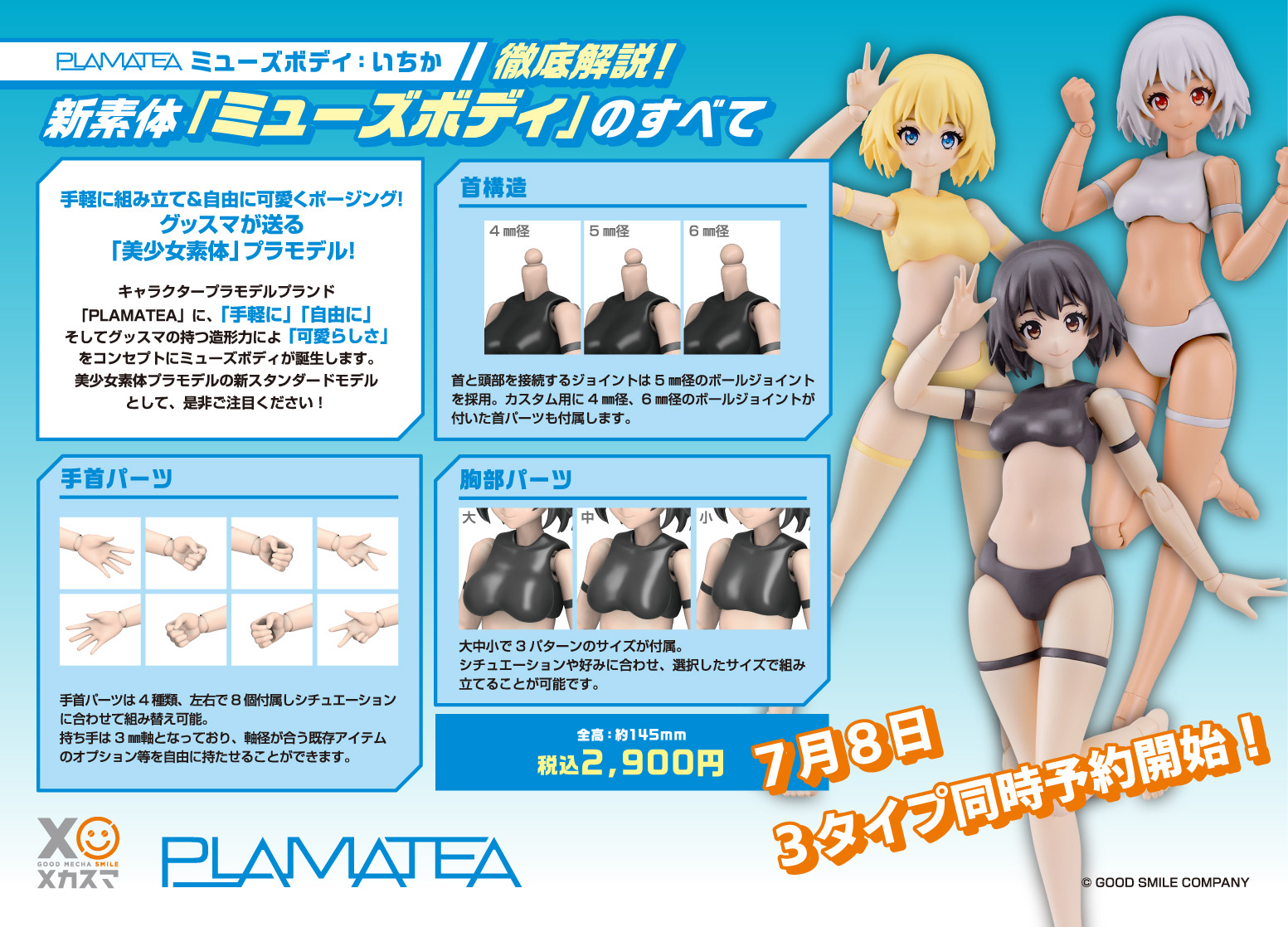 美少女素体プラモデルの新スタンダードモデル「PLAMATEA ミューズ