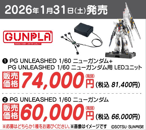 ヤマダデンキにてガンプラ「PG UNLEASHED 1/60 νガンダム」の抽選販売