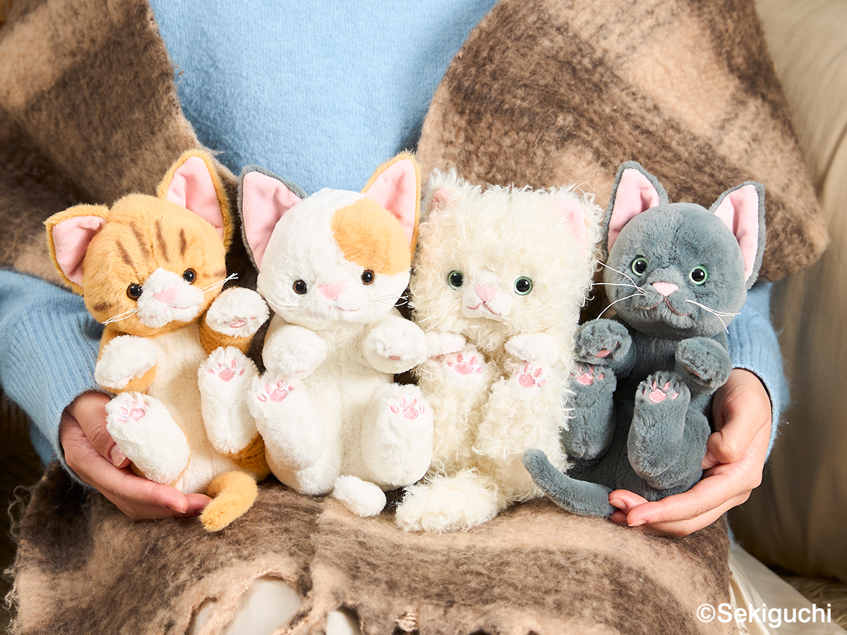ころりんぬいぐるみ ねこ」シリーズから子猫たちのぬいぐるみが登場