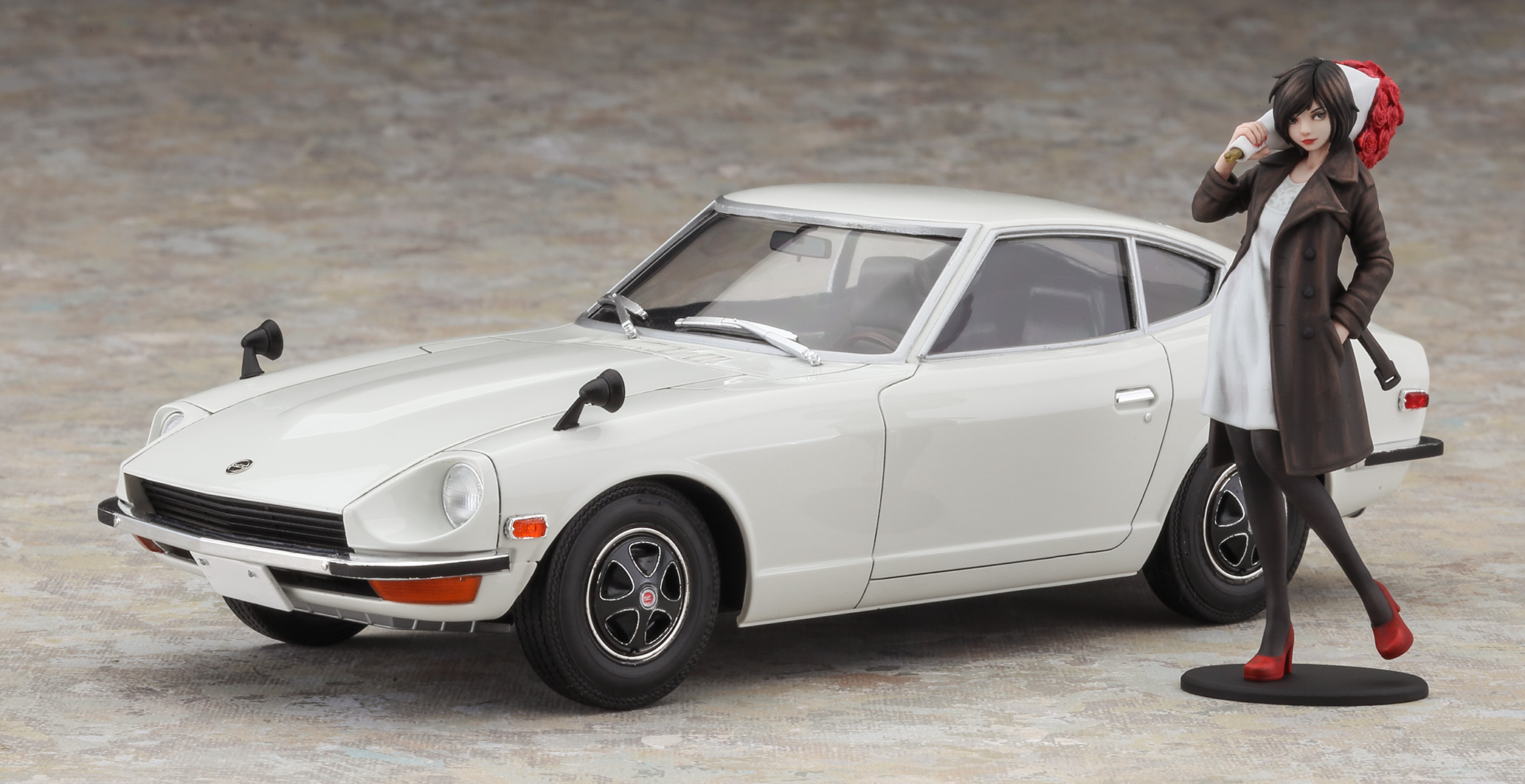 ハセガワ、プラモデル「『旧車GIRLS』 ダットサン 240Z w/フィギュア