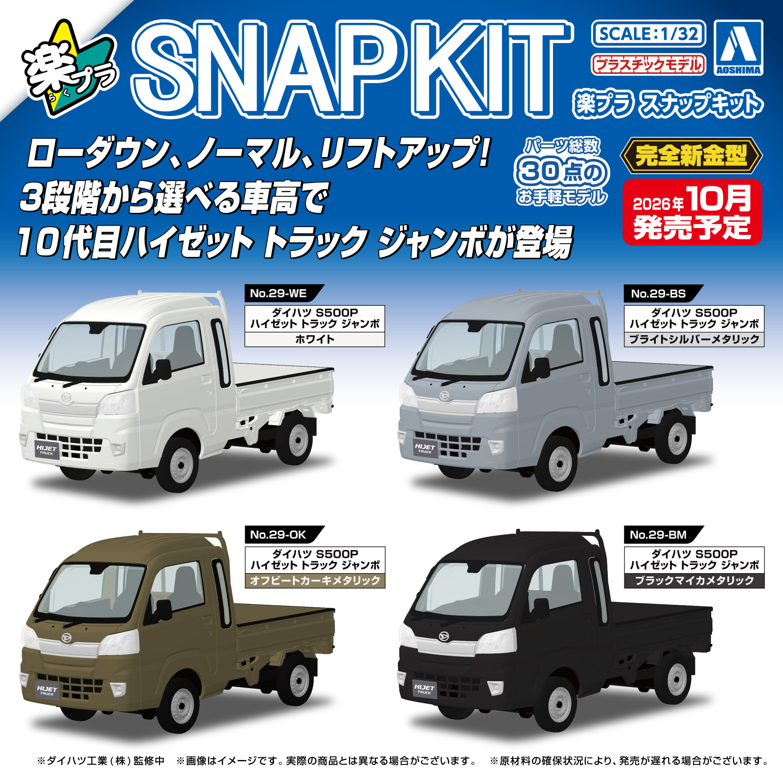 アオシマ、「楽プラ スナップキット No.29 ダイハツ S500P ハイゼット